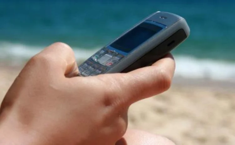 Mobile phone being used on holiday