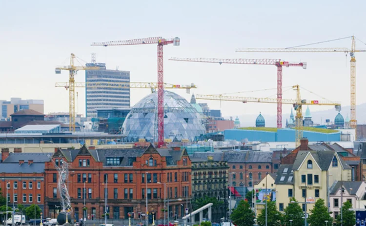The skyline of Belfast in Northern Ireland