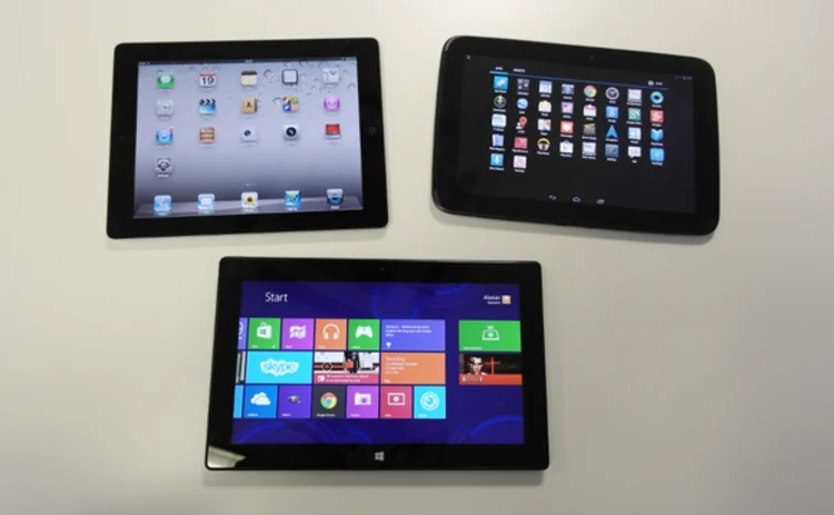Apple iPad 4 vs Microsoft Surface Pro vs Google Nexus 10 front
