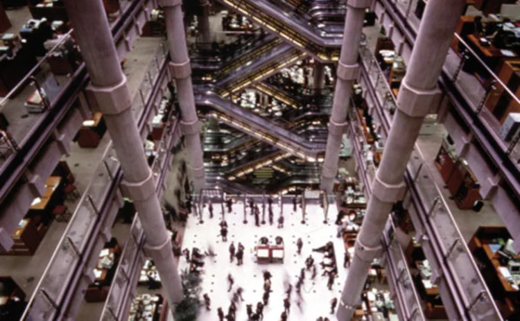 The interior of the Lloyd's building in London