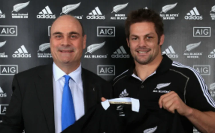 AIG property casualty CEO Peter Hancock and All Blacks captain Richie McCaw