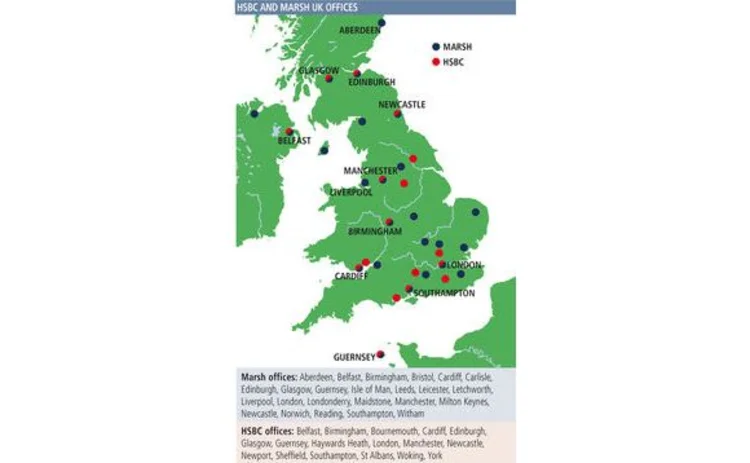 HSBC and Marsh UK offices map