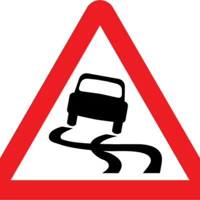 Road sign car warning