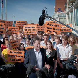 Nick Clegg arrives at the Liberal Democrat conference in Brighton