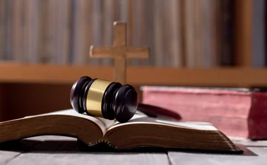 Church scene with gavel