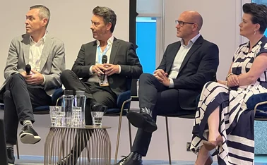 Allianz's Ben Fletcher, AA's Ami North, Hiscox's James Burge and Verisk's Neil Jones at Verisk Insurance Conference