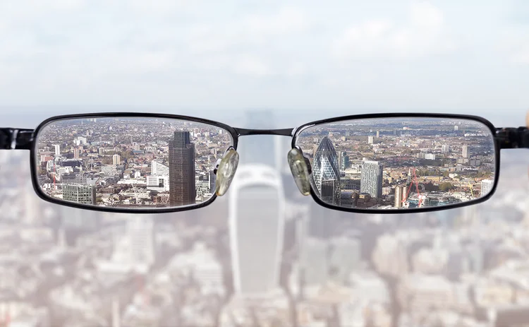 cityscape through glasses
