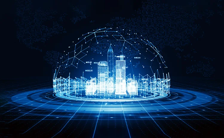 Smart city with data cloud and cyber protection_concept