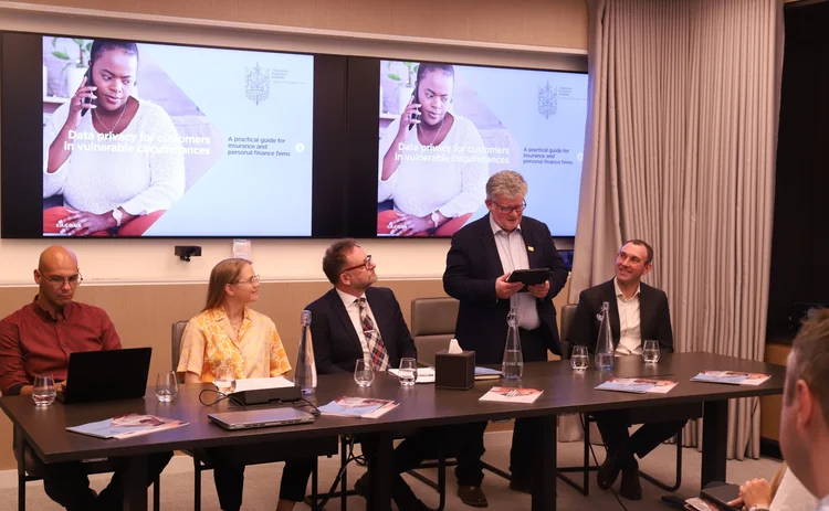 (L to R) Dominique Azid, ICO; Laura Leng, FCA; Adam Harper, CII; Johnny Timpson, OBE, MorganAsh; and compliance officer and guidance publication co-author Rob Bell