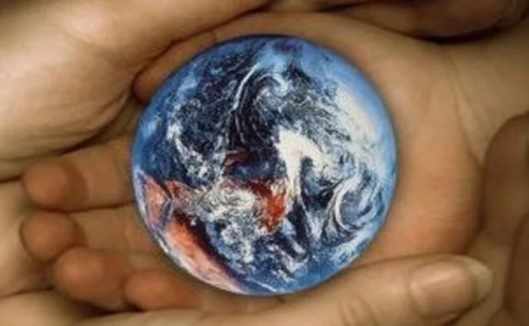 Hands with globe