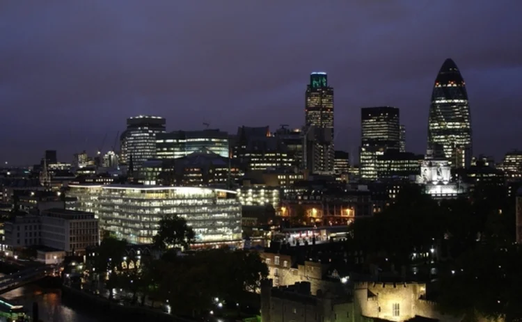 Tower of London and the City at night