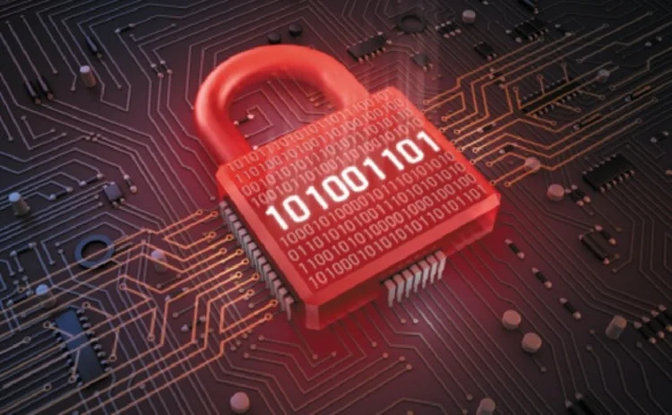 Digital security padlock red image