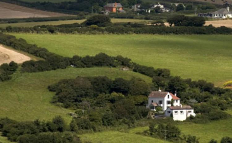 A view of fields in the Devon countryside