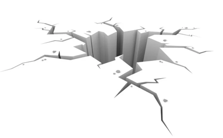 Cracks in a white surface