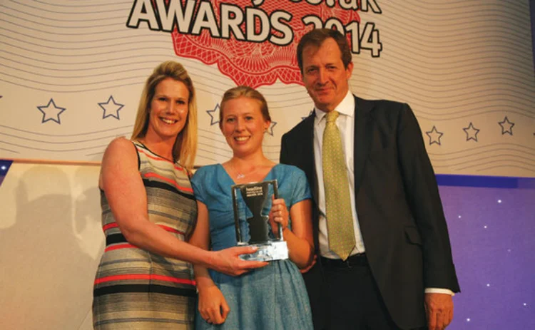 Katie Marriner is awarded the B2B Rising Star of the Year award at the 2014 HeadlineMoney Awards