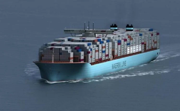 A Maersk Triple-E container ship