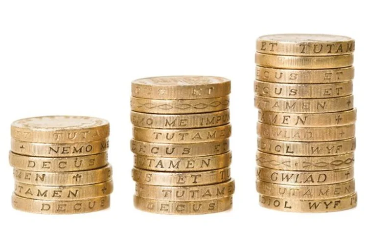 Stacked pound coins