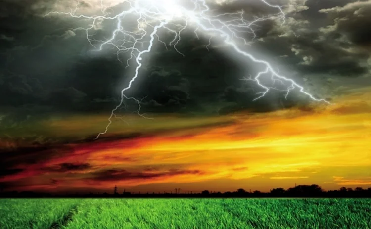 Lightning over a field