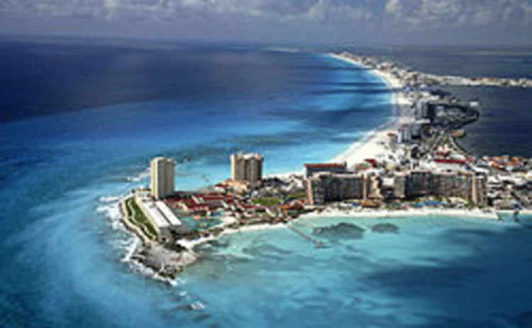 An aerial view of Cancun in Mexico