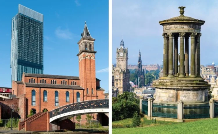 Manchester (left) and Edinburgh