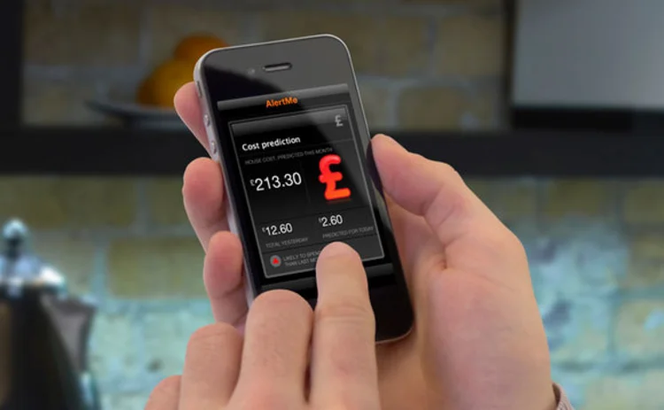 AlertMe smart meter display on a mobile phone