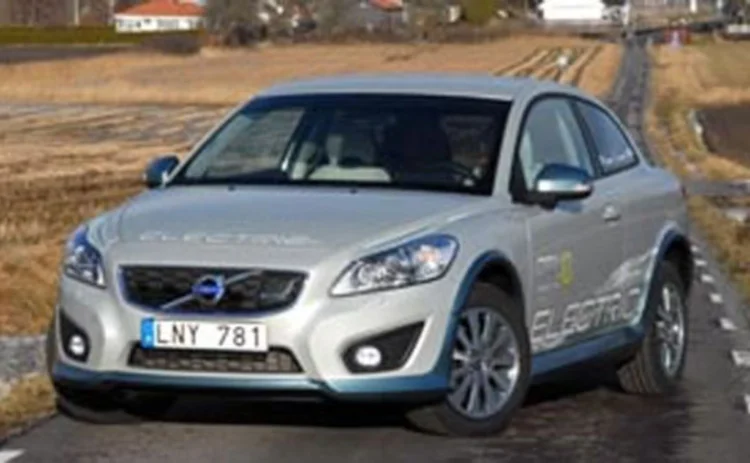 An electric Volvo C30 on a road