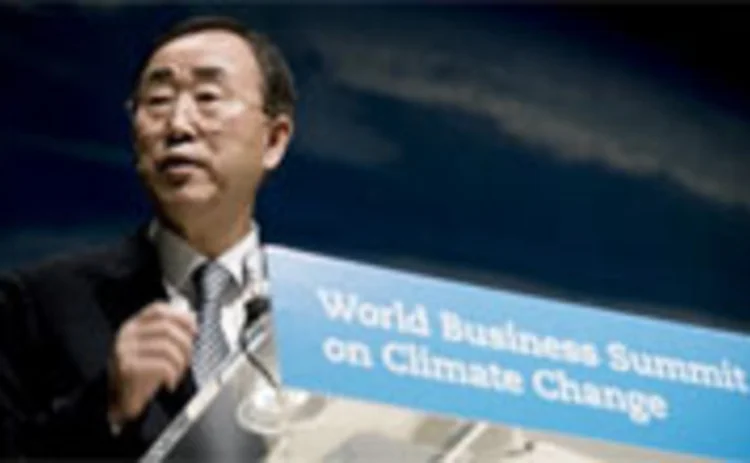 UN secretary-general Ban Ki-moon speaking at the World Business Summit on Climate Change
