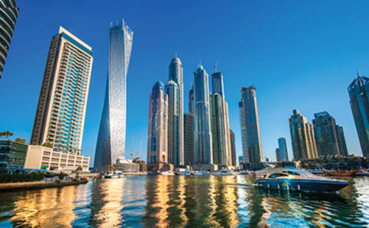 Skyscrapers in the Dubai Marina in the UAE