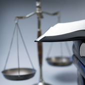 Scales of justice and law books