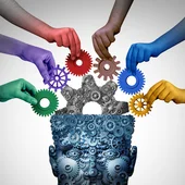 Team training and business learning as a teamwork brainstorm concept or brainstorming idea